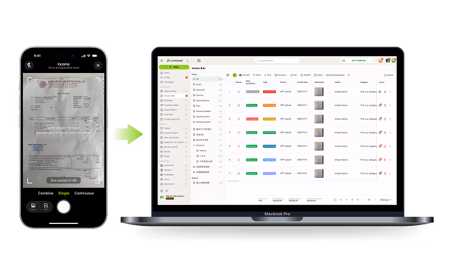 ccMonet AI Bookkeeping dashboard